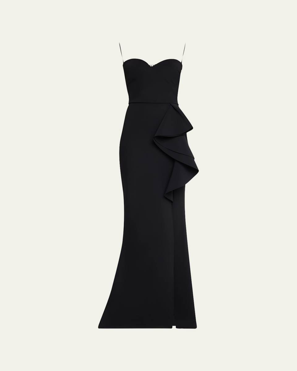 Strapless Ruffle Column Gown
